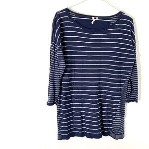 White Stuff Blue White Striped Woven Long Sleeve Top